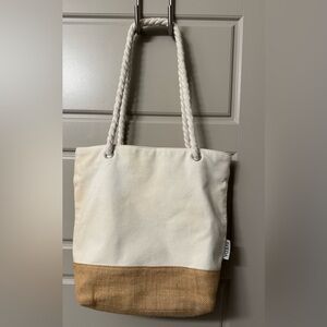 Aveda White and Brown Tote Bag